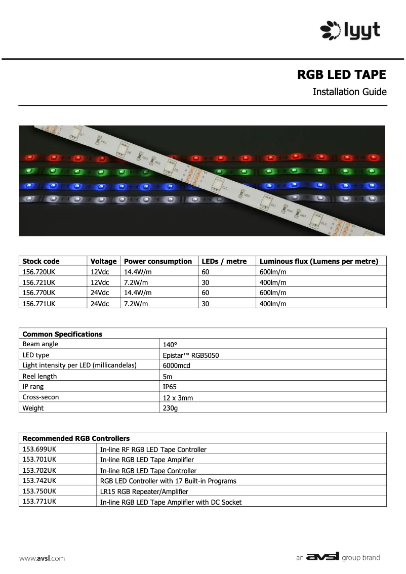 Page 1 de la notice Manuel utilisateur LYYT LT12560-RGB