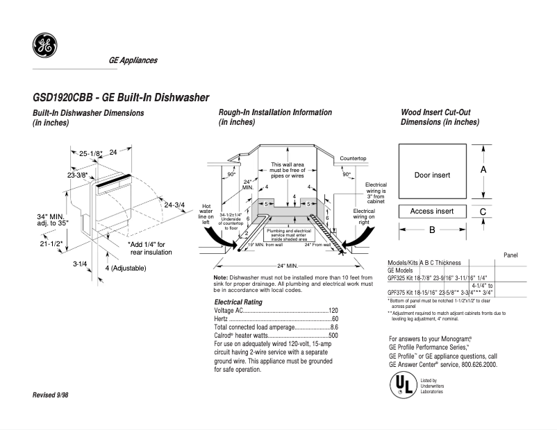 Image de la première page du manuel de l'appareil GSD1920CBB