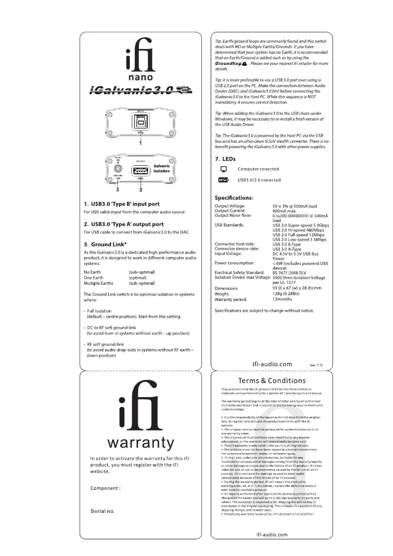 Page n°1 - Manuel utilisateur iFi Audio nano iGalvanic 3.0