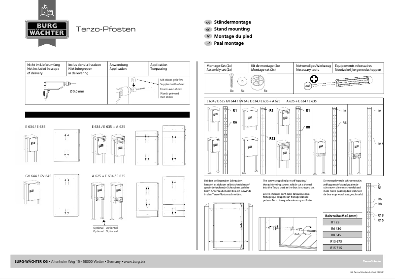 Page 1 de la notice Manuel utilisateur Burg Wächter TERZO V11-170