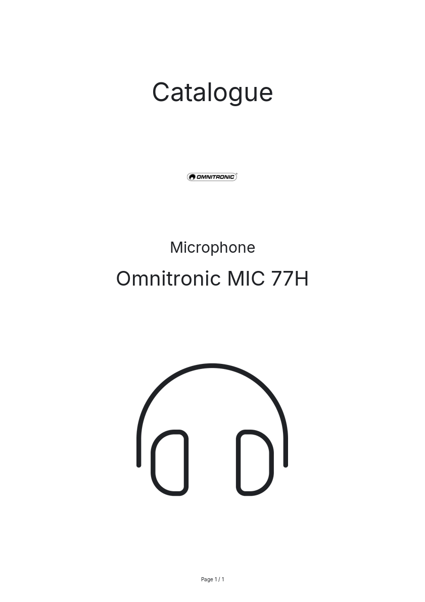 Page n°1 - Catalogue Omnitronic MIC 77H