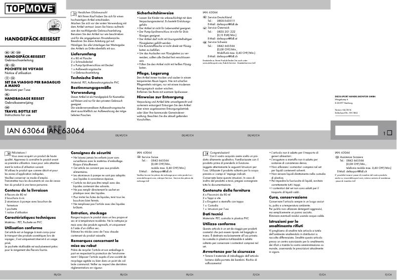 Page n°1 - Manuel utilisateur Topmove RH-1862