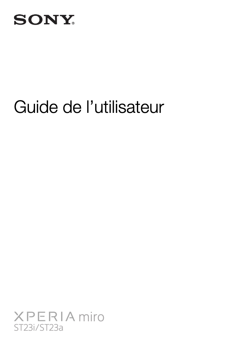 Image de la première page du manuel de l'appareil Xperia Miro