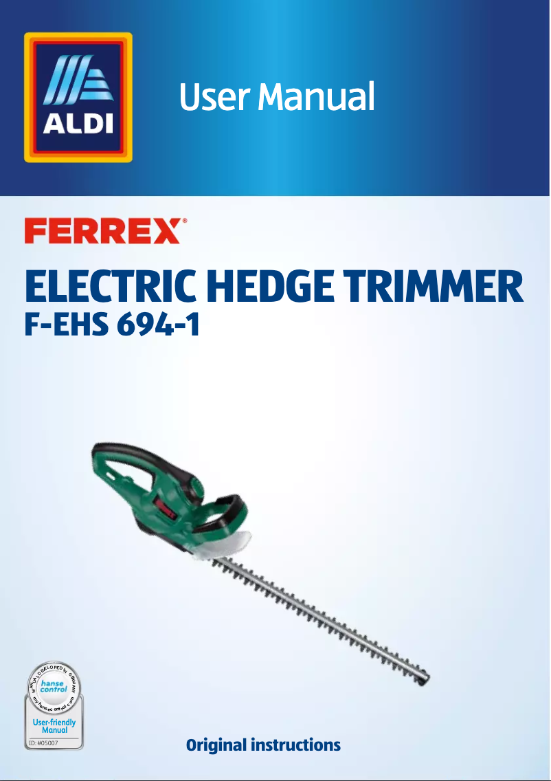Page n°1 - Manuel utilisateur Ferrex F-EHS 694-1