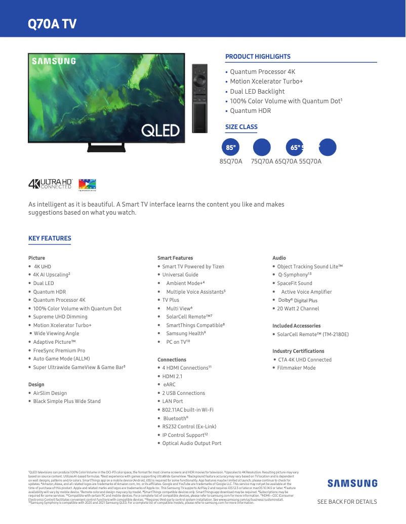 Image de la première page du manuel de l'appareil QN85Q70A