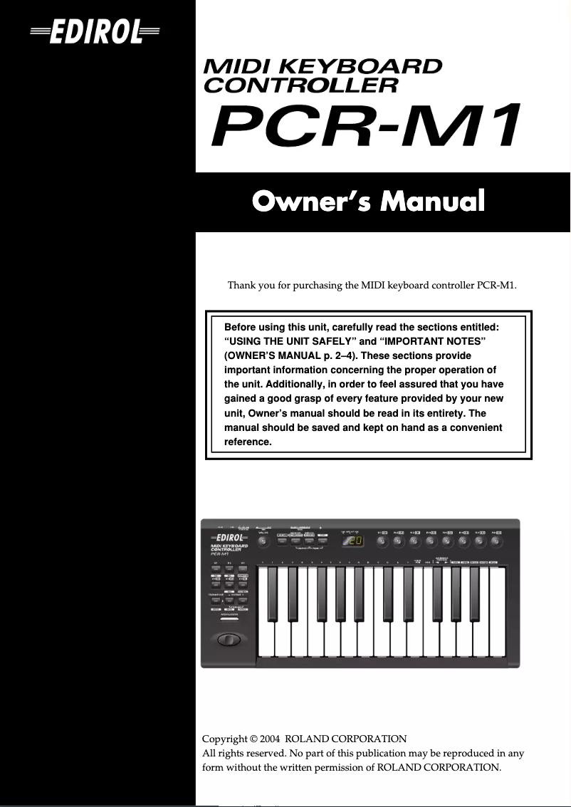 Page n°1 - Manuel utilisateur Roland PCR-M1