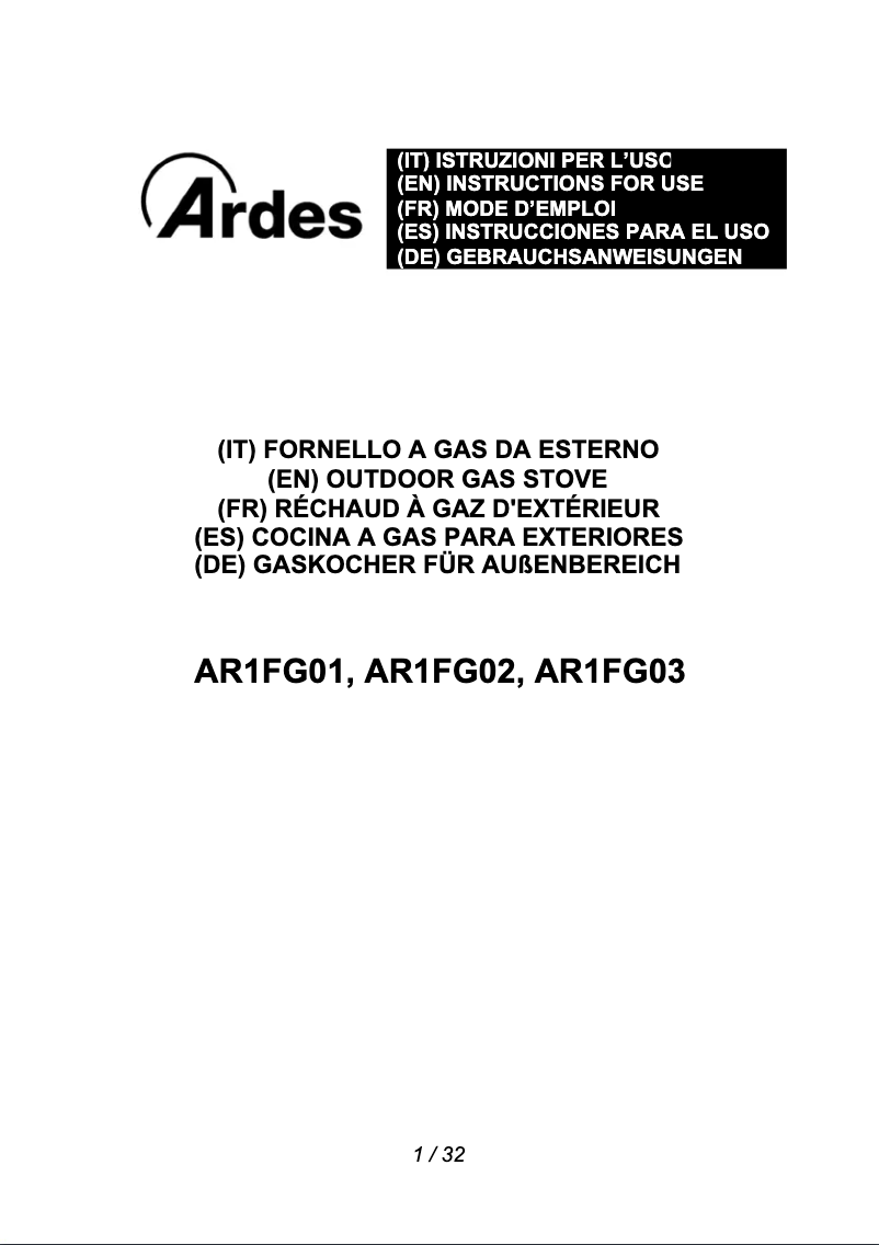 Página 1 del manual Manual de usuario Ardes AR1FG01