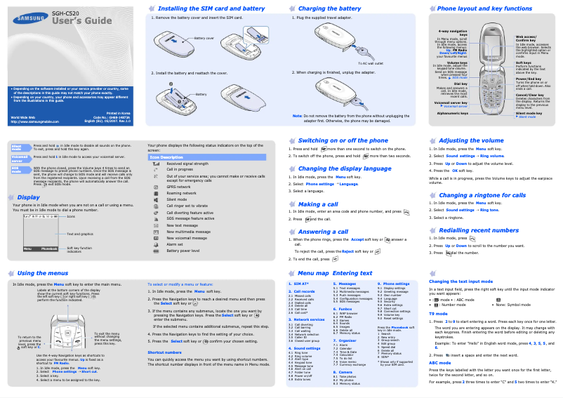 Page n°1 - Manuel utilisateur Samsung SGH-C520