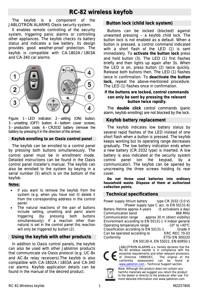 Page 1 de la notice Manuel utilisateur Joblotron RC-82