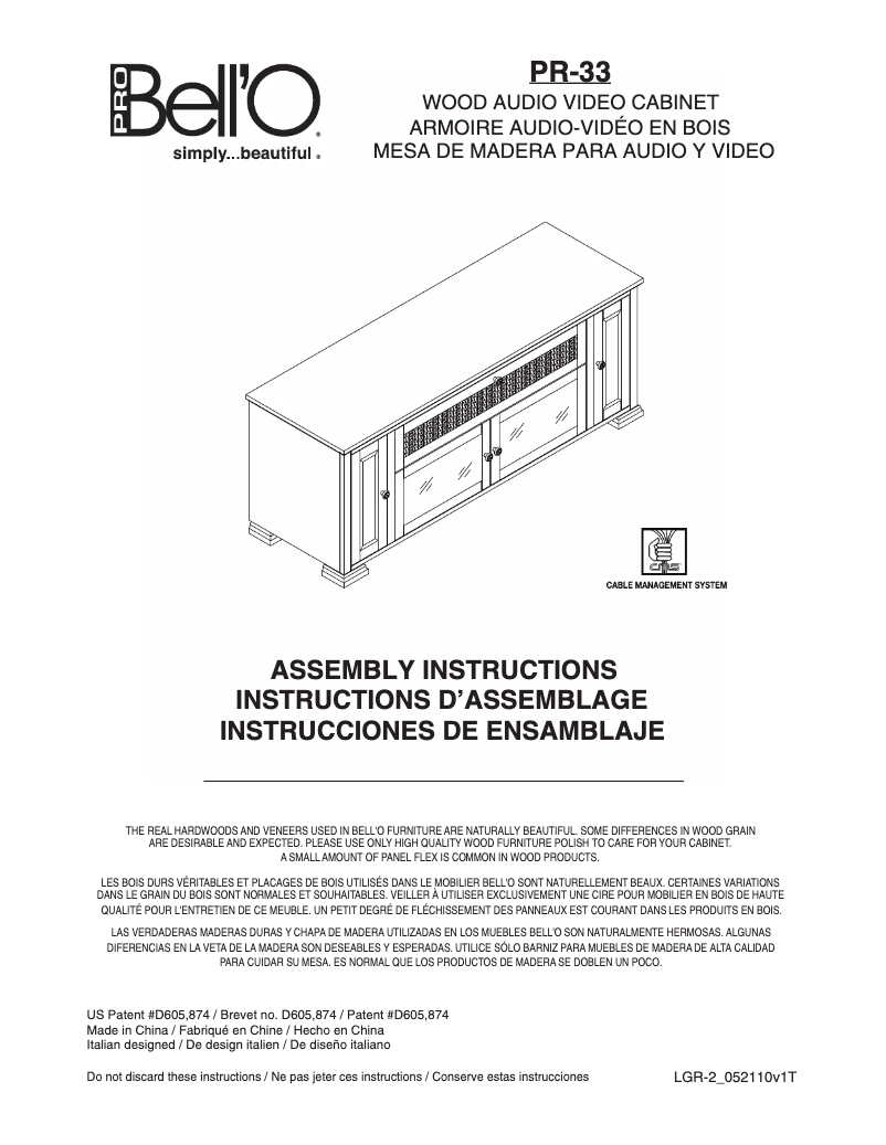 Page n°1 - Manuel utilisateur Bell'O PR-33