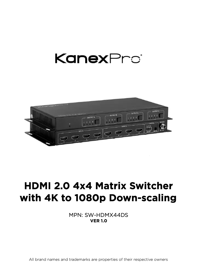 Página 1 del manual Manual de usuario KanexPro SW-HDMX44DS
