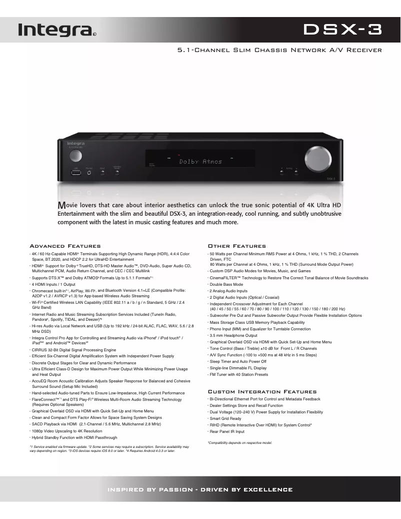 Page n°1 - Fiche technique Integra DSX-3