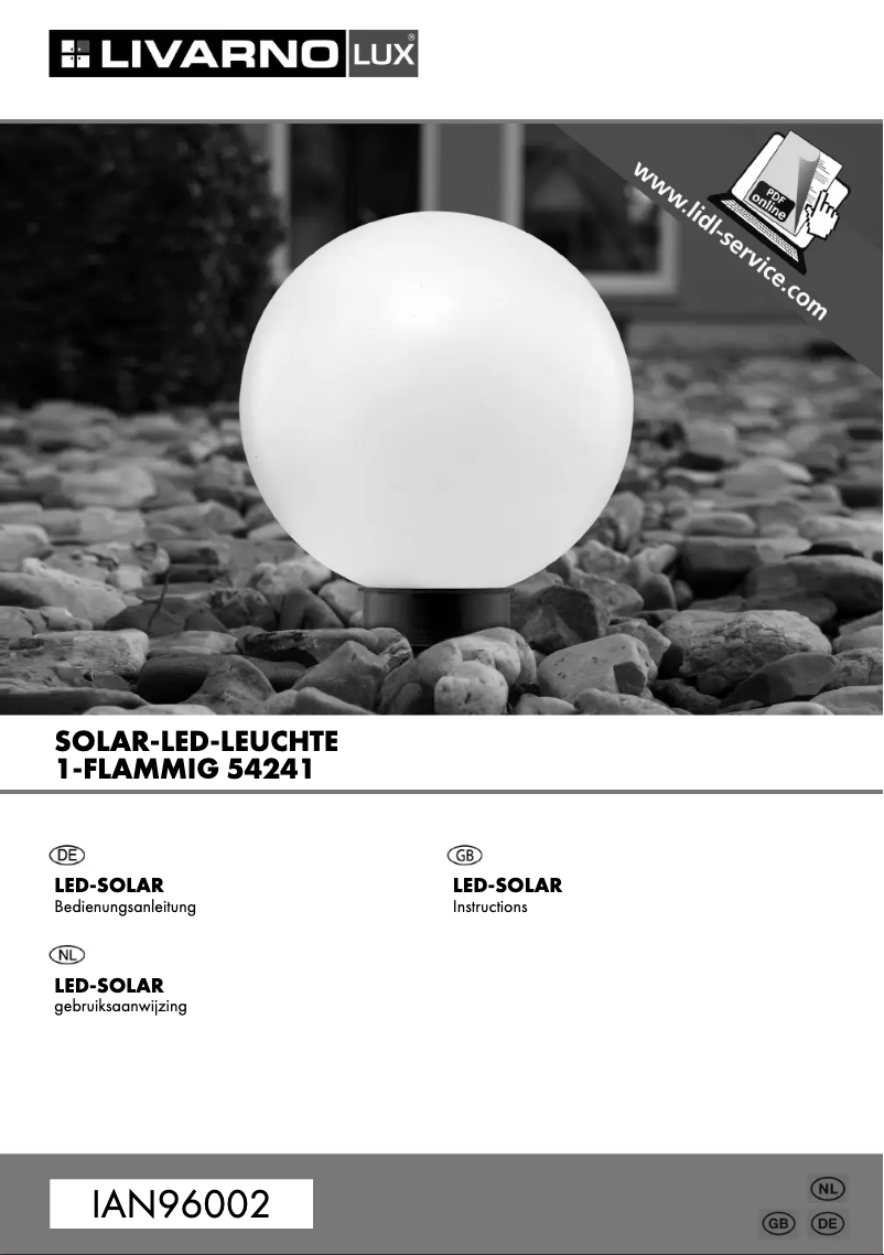 Page 1 de la notice Manuel utilisateur Livarno Lux IAN 96002