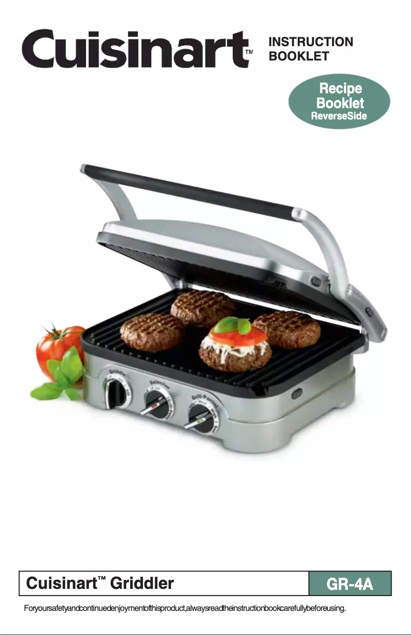 Page 1 de la notice Manuel utilisateur Cuisinart Griddler GR-4N