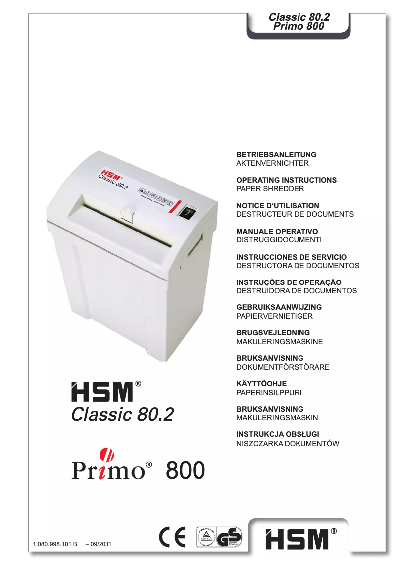 Page n°1 - Manuel utilisateur HSM Classic 80.2