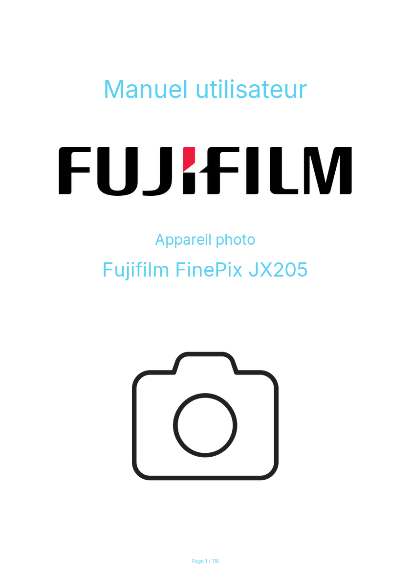 Image de la première page du manuel de l'appareil FinePix JX205