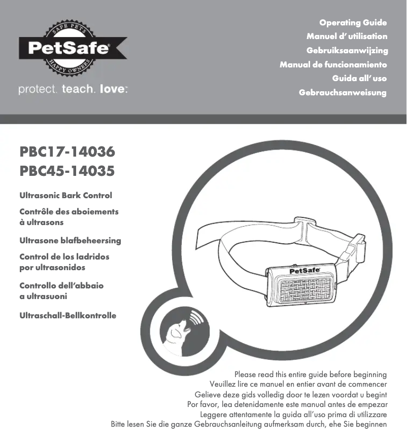 Page 1 de la notice Manuel utilisateur PetSafe PBC17-14036