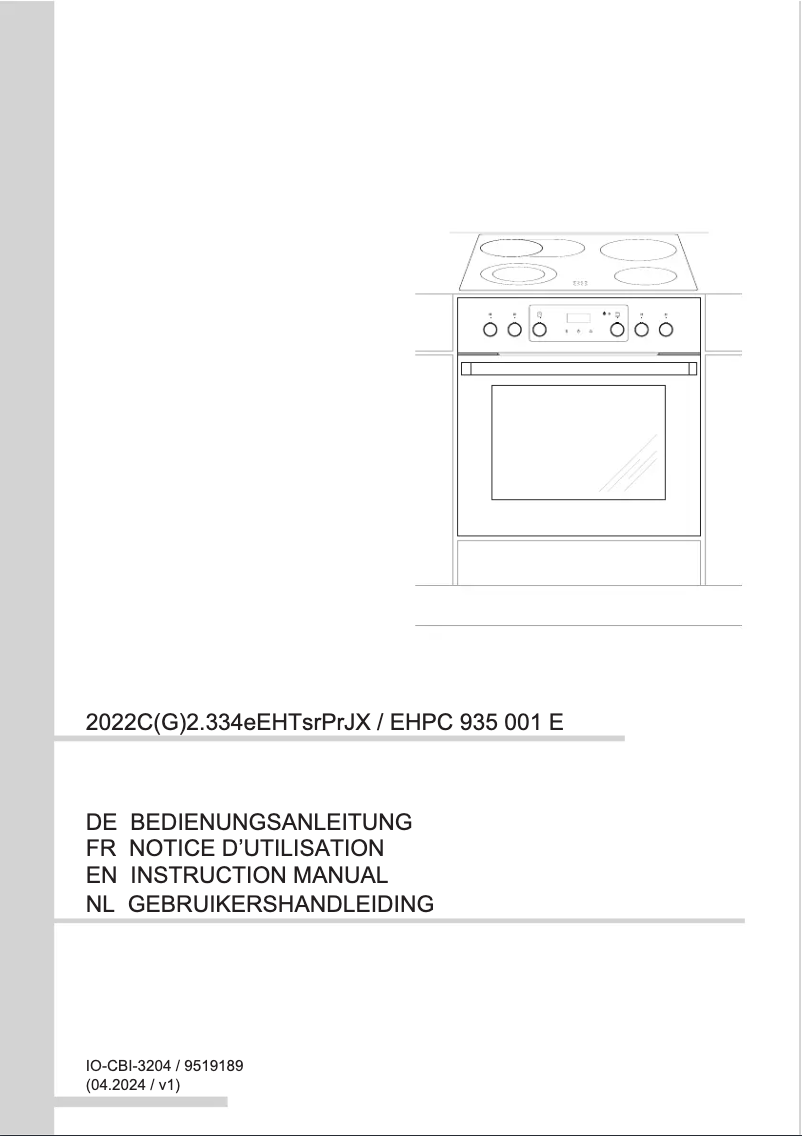 Page n°1 - Manuel utilisateur Amica EHPC 935 001 E