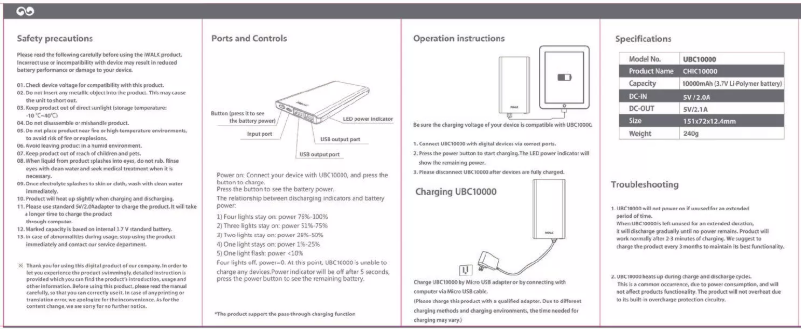Page 1 de la notice Manuel utilisateur iWALK Chic UBC10000