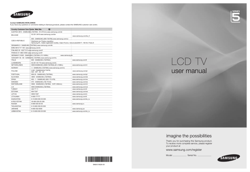 Page n°1 - Manuel utilisateur Samsung LE-46B550A5PXZG