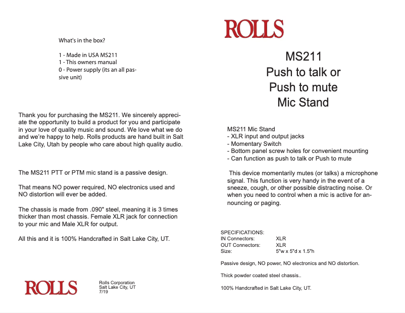 Image de la première page du manuel de l'appareil MS211