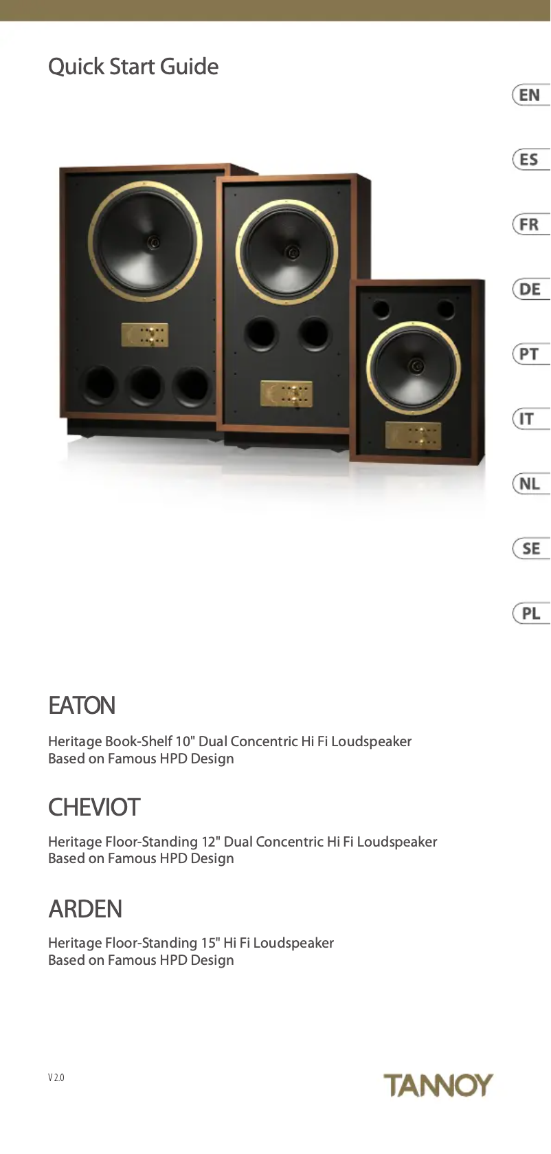 Page 1 de la notice Manuel utilisateur Tannoy Arden