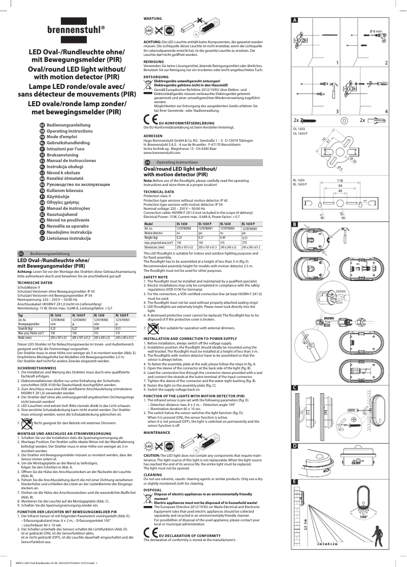 Page 1 de la notice Manuel utilisateur Brennenstuhl OL 1650