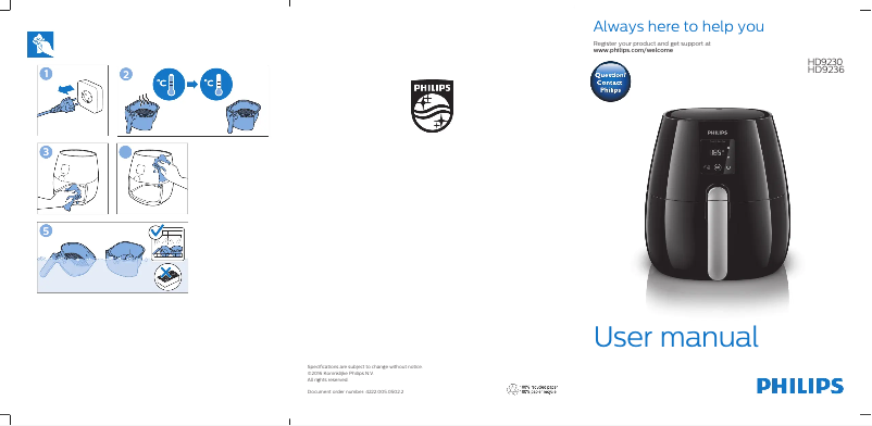 Page 1 de la notice Manuel utilisateur Philips Viva Collection Digital Airfryer HD9236
