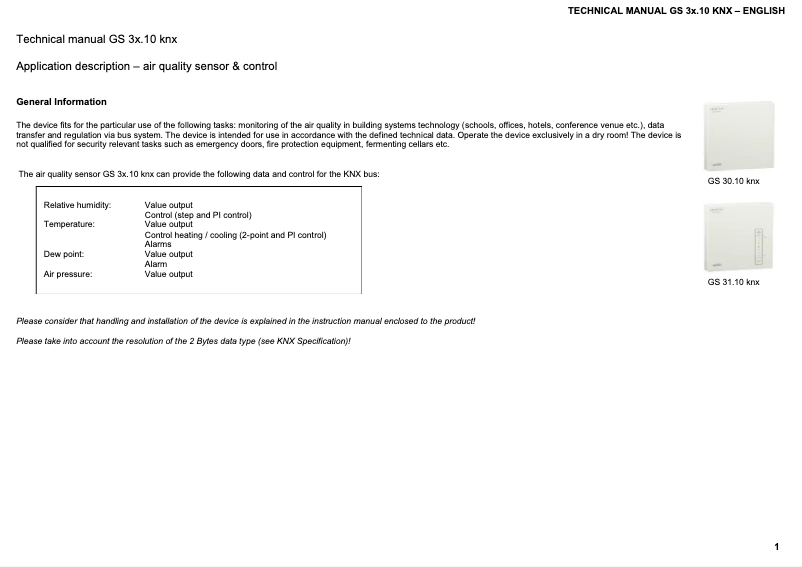 Page 1 de la notice Manuel utilisateur Müller GS 30.10 knx