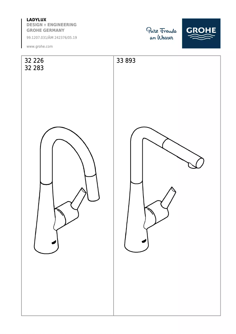 Página 1 del manual Guía de instalación Grohe Ladylux3 Pro