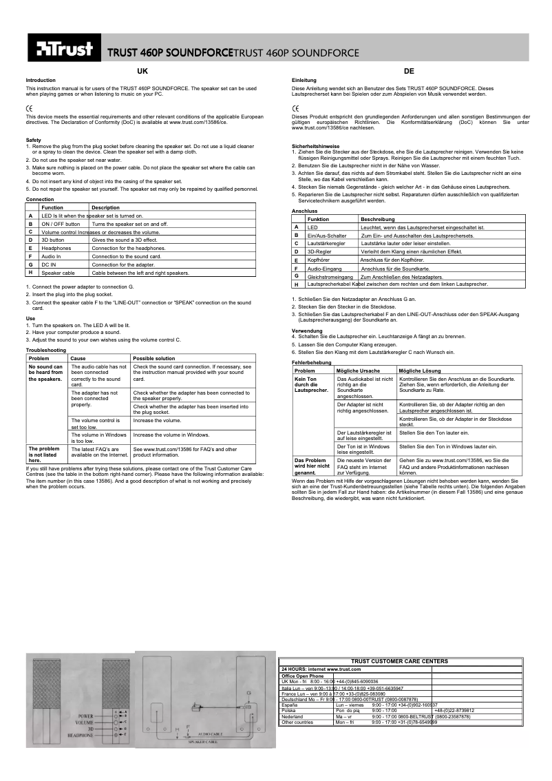 Page n°1 - Manuel utilisateur Trust SoundForce 460P