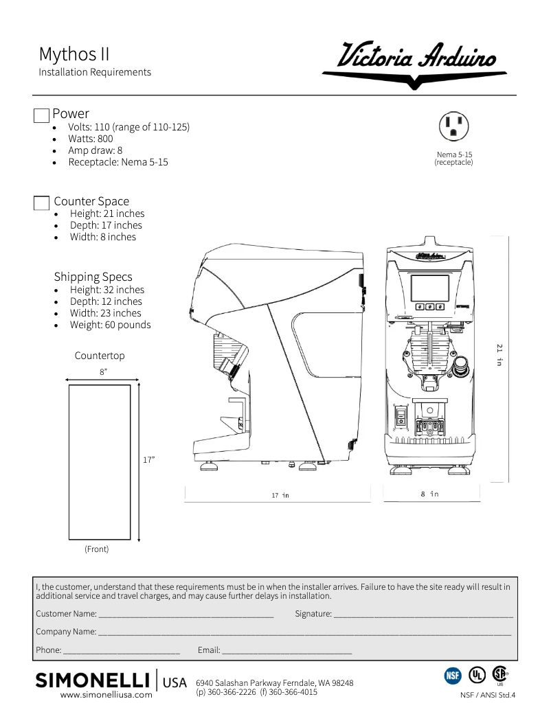 Page n°1 - Fiche technique Victoria Arduino Mythos 2