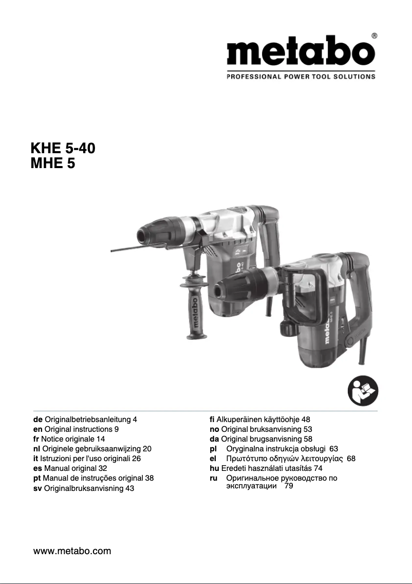 Page n°1 - Manuel utilisateur Metabo KHE 5-40