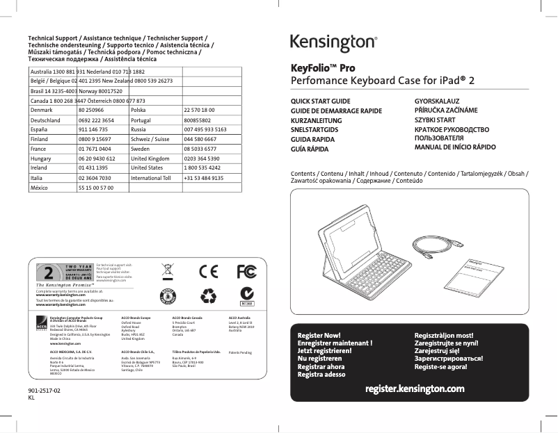Imagen de la primera página del manual del dispositivo KeyFolio Pro