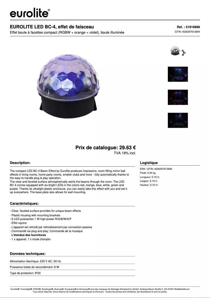 Image de la première page du manuel de l'appareil LED BC-4