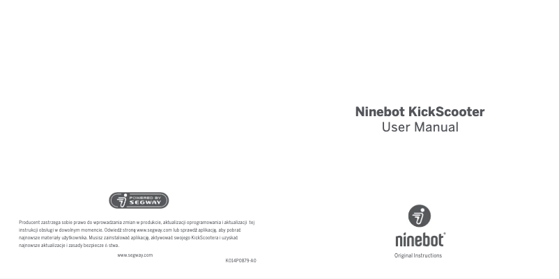 Image de la première page du manuel de l'appareil Ninebot KickScooter E45D