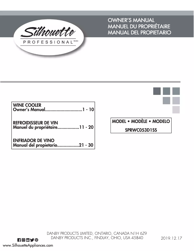 Page 1 de la notice Manuel utilisateur Danby SPRWC053D1SS