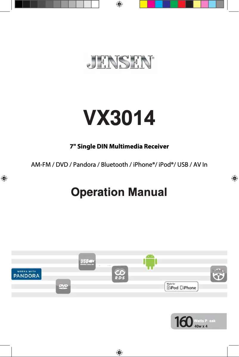 Page n°1 - Manuel utilisateur Jensen VX3014