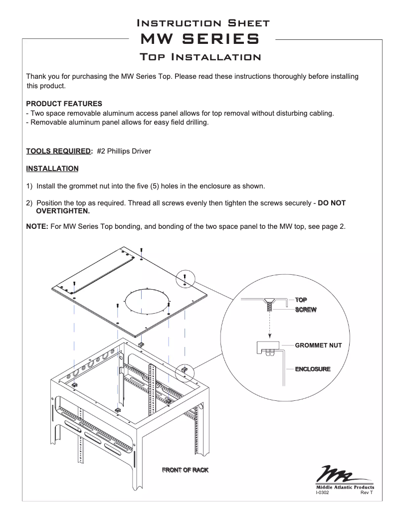 Page 1 of the manual User Manual Middle Atlantic MW-LVT
