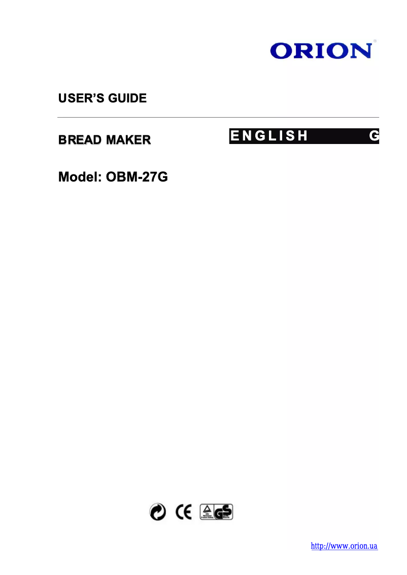 Page n°1 - Manuel utilisateur Orion OBM-27G