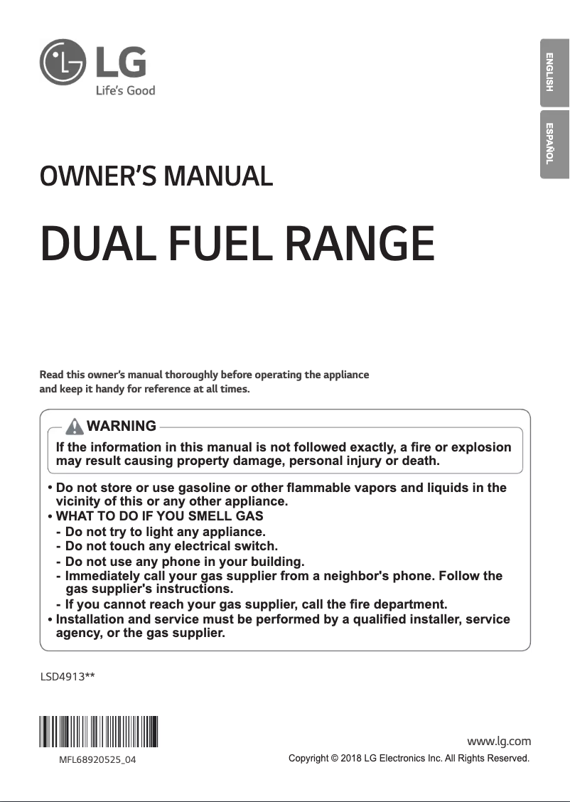Image de la première page du manuel de l'appareil LSD4913ST