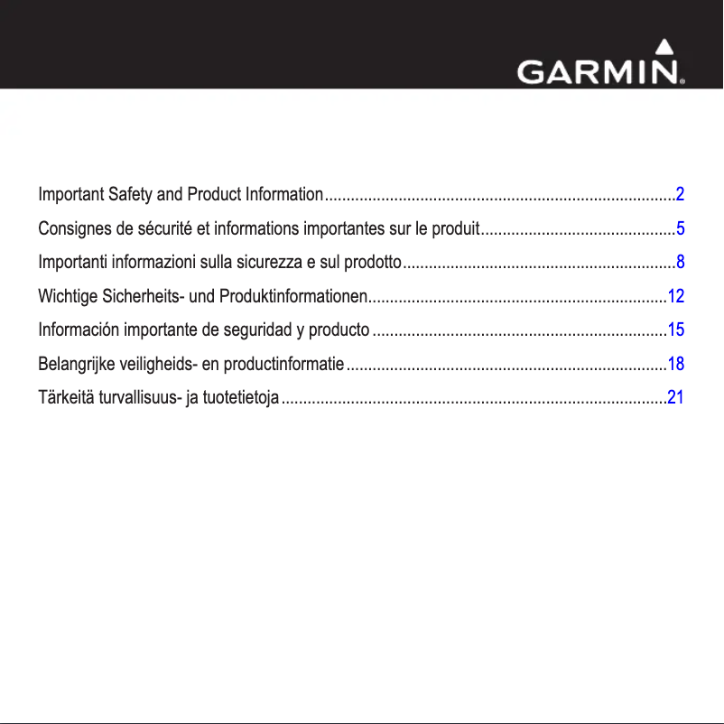 Page 1 de la notice Instructions de sécurité Garmin VHF 215i