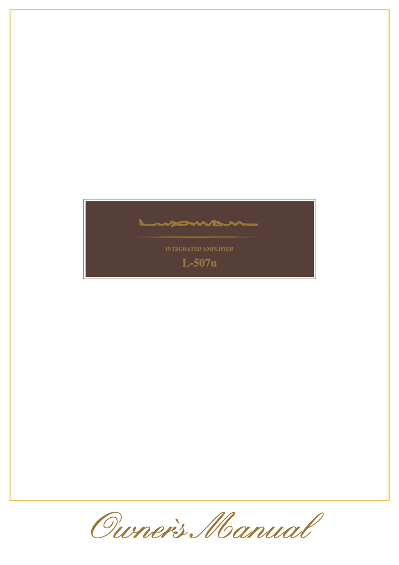 Page n°1 - Manuel utilisateur Luxman L-507u
