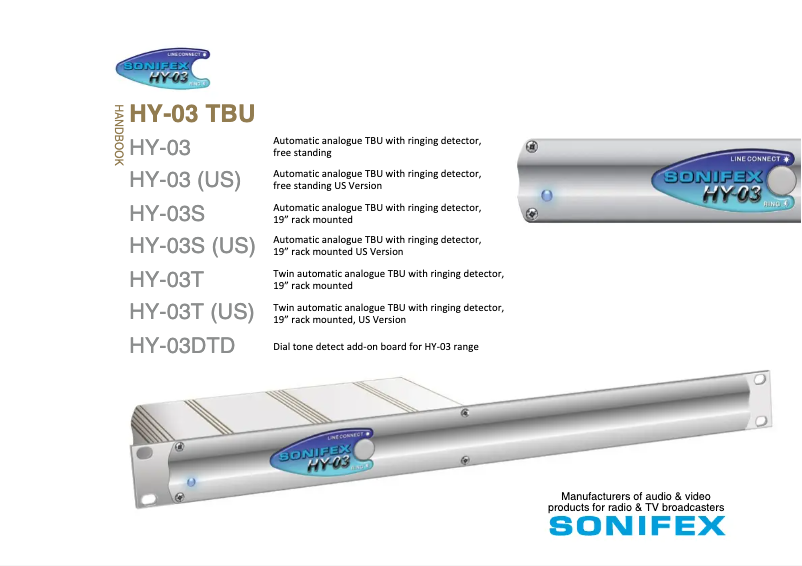 Image de la première page du manuel de l'appareil HY-03S