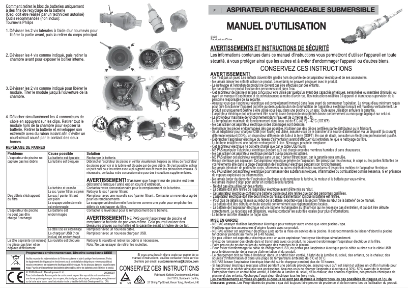Image de la première page du manuel de l'appareil EV02