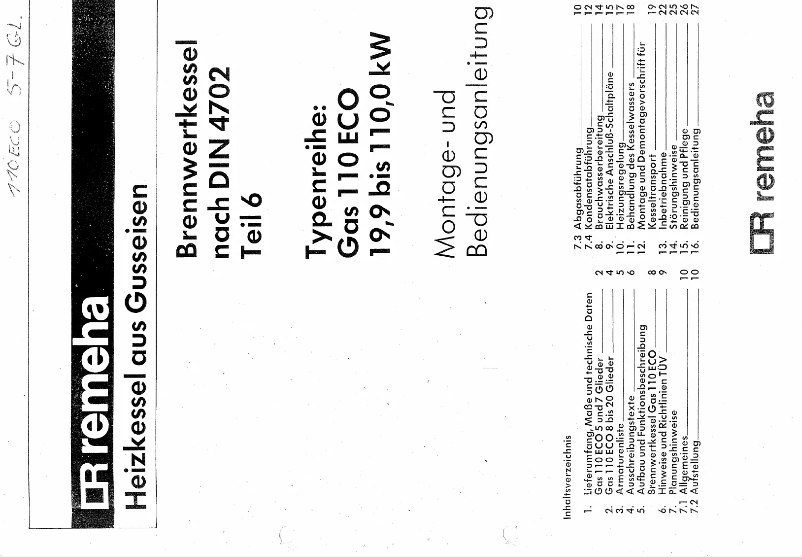 Página 1 del manual Manual de usuario Remeha Gas 110 Eco
