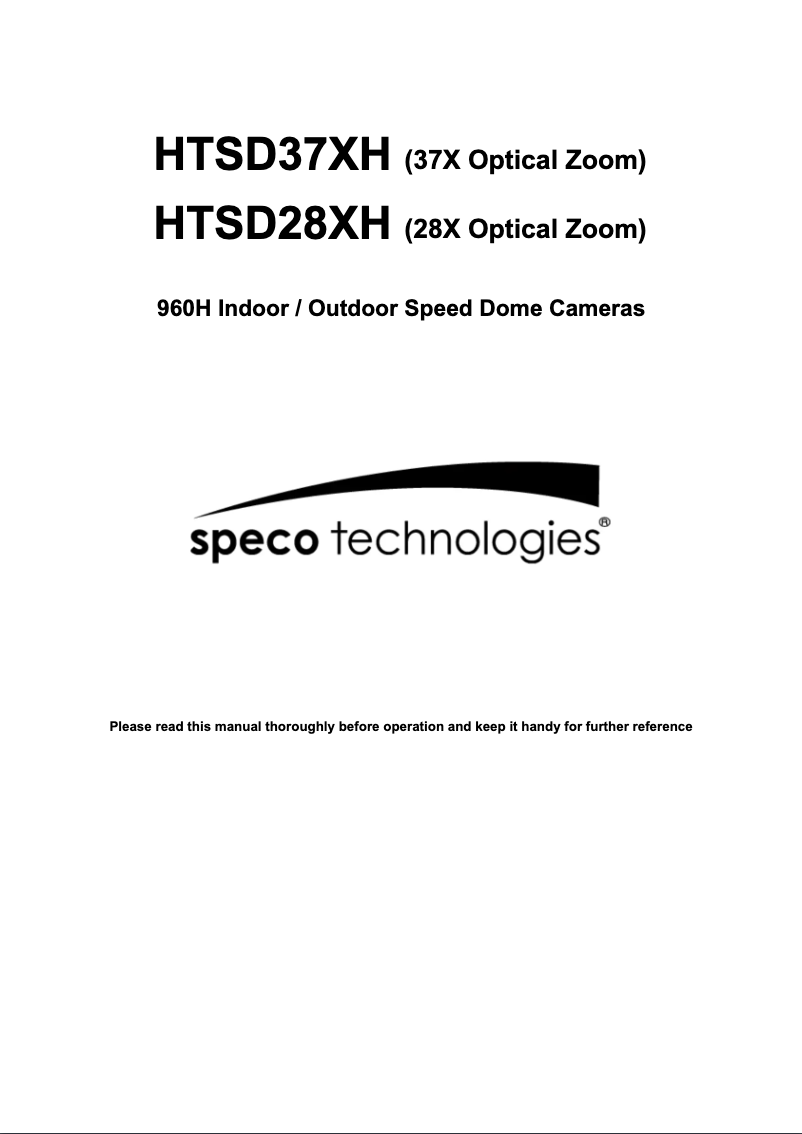 Page 1 de la notice Manuel utilisateur Speco Technologies HTSD28XH