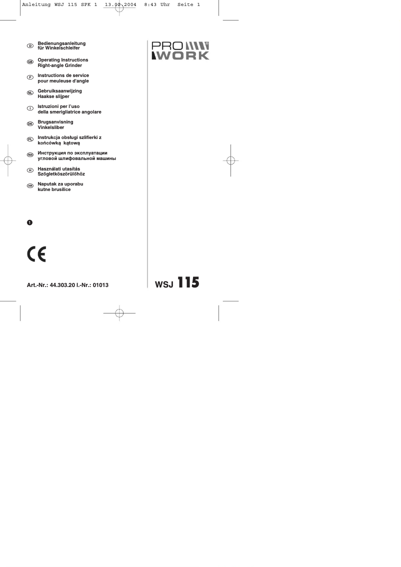 Image de la première page du manuel de l'appareil WSJ 115