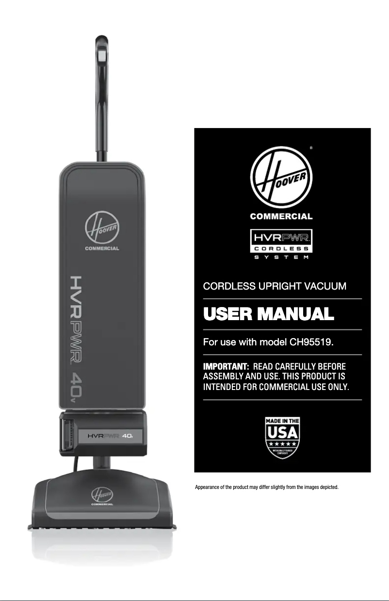 Page 1 de la notice Manuel utilisateur Hoover HVRPWR 40V