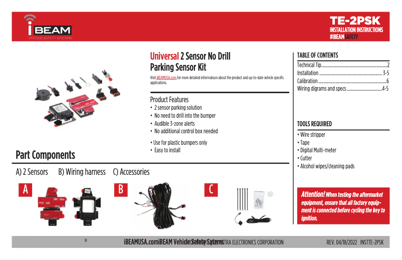 Page 1 de la notice Guide d'installation Metra TE-2PSK